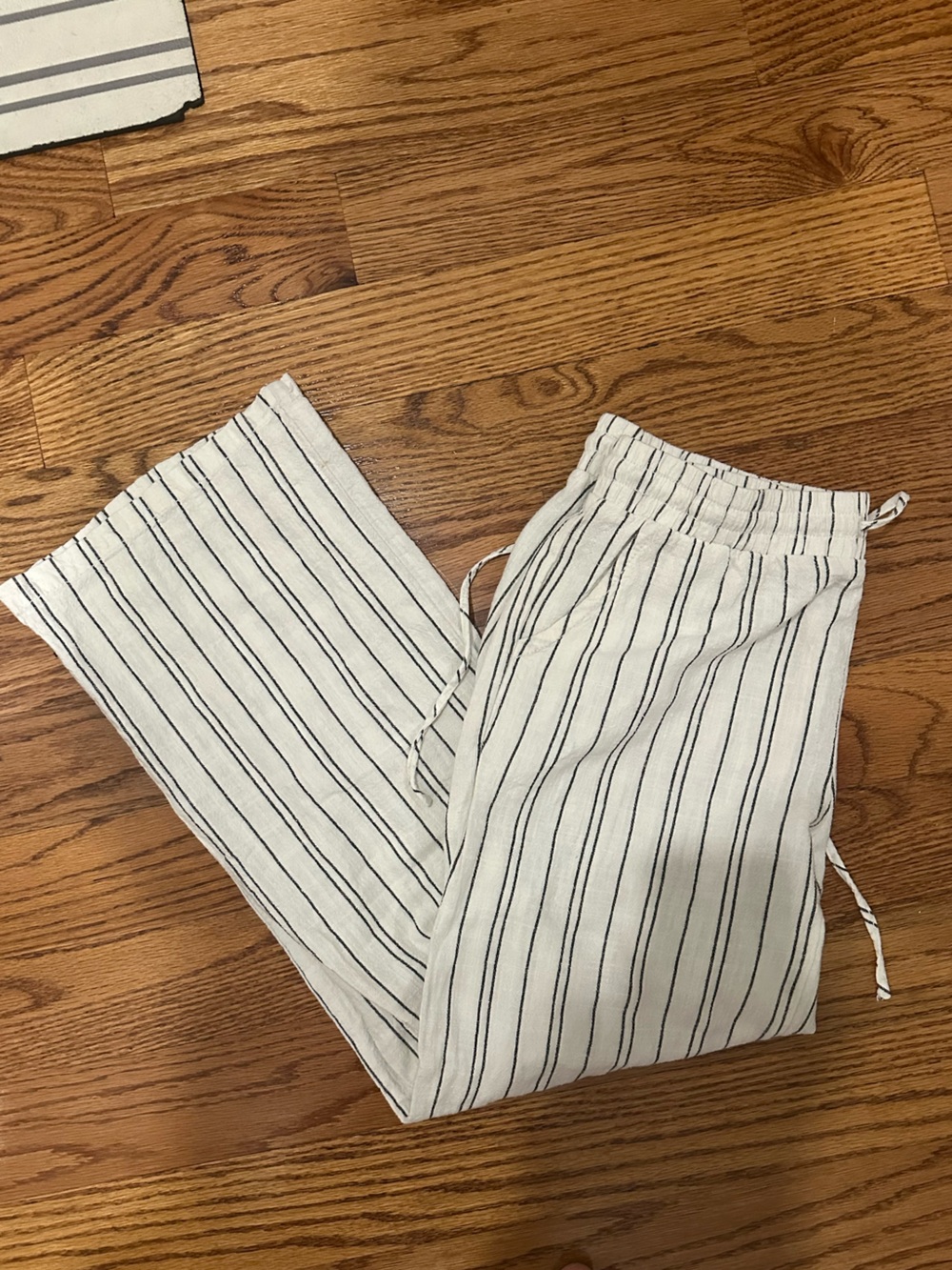 Blue Rain Black and White Striped Pants